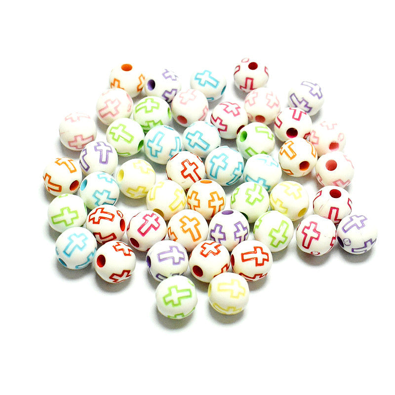 Al por mayor 1800 piezas/paquete de 8 mm plateado cruzado de color mixto de color acrílico redondo acrílico